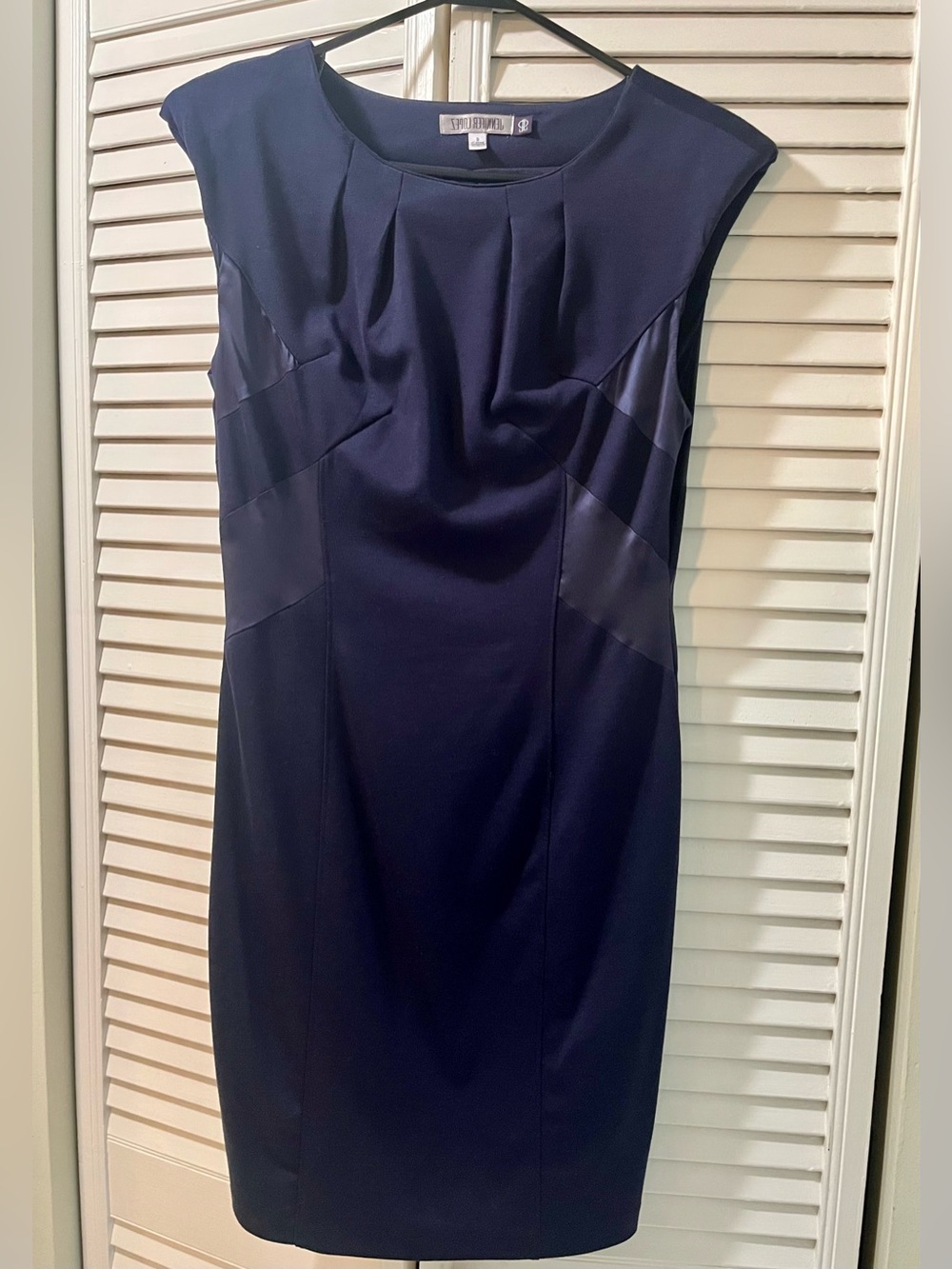 JLO Navy Sheath Dress - Classic Sleeveless Dress - Picture 3 of 4